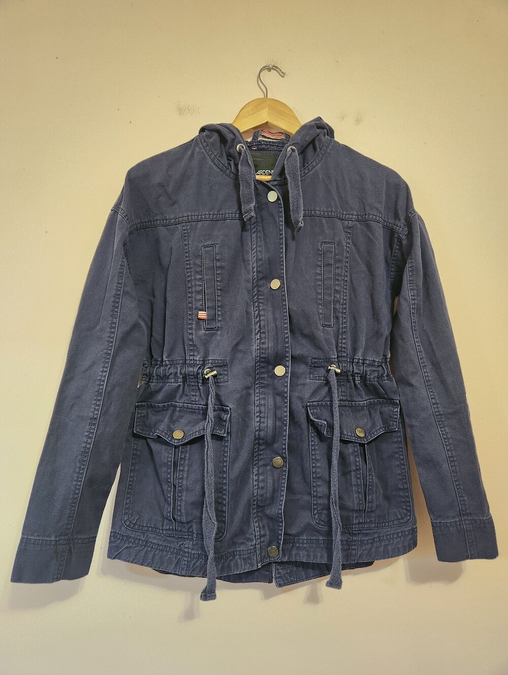 Ardene Navy Blue Cotton Hooded Utility Field Jacket Cinched Waist Y2K Aesthetic